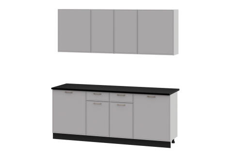 Кухонный гарнитур NN-Мебель "Адель К" 2,0м Белый/Нео/Черный