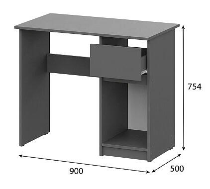 Стол письменный NN Мебель (МС Денвер К) Графит серый 0,9 м
