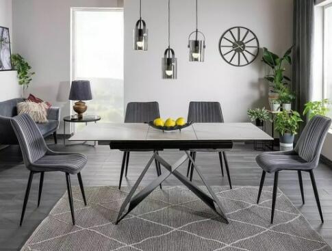 Стол обеденный SIGNAL WESTIN SC эффект белого мрамора/черный мат 120-160/80