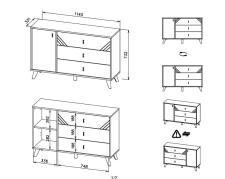 Комод NN Мебель (МС Байкал К) Дуб Золотой/Графит, 3 ящика (со створкой) (SAFE)