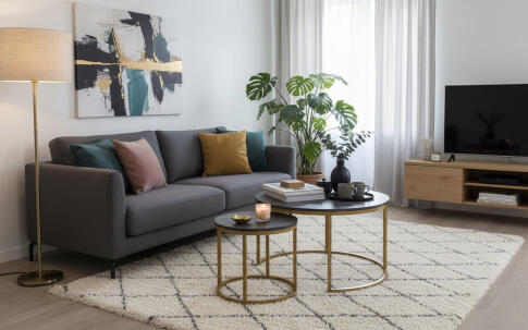 Комплект SIGNAL DION (2 стола журнальных) черный мрамор/золотой