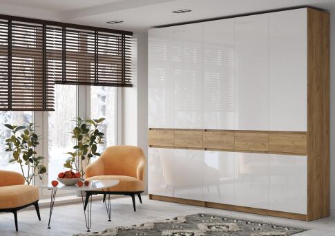 Шкаф МК Стиль БОСТОН ШК-002 МДФ дуб крафт золотой/белый