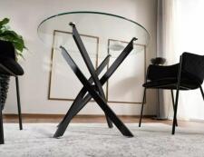 Стол обеденный SIGNAL AGIS прозрачный/черный мат 90