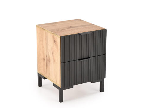 Тумба прикроватная HALMAR NELA дуб вотан/черный
