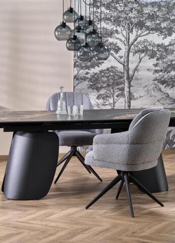 Стол обеденный HALMAR FORUM черный мрамор/черный 180-260/90