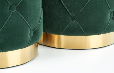 Комплект HALMAR POLLY (2 пуфа) темно-зеленый/золотой