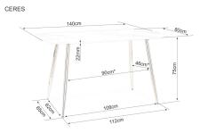 Стол обеденный SIGNAL CERES эффект белого мрамора/золотой 140/80