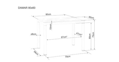 Стол обеденный SIGNAL DAMAR дуб артизан/черный мат 80/60