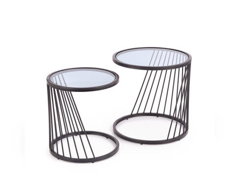 Комплект HALMAR ANTILLA (2 стола журнальных) дымчатый/черный, 50/50 и 42/45