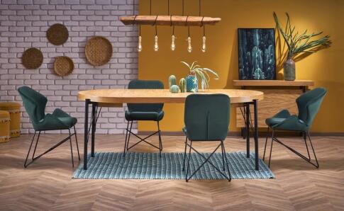 Стол обеденный HALMAR INFERNO дуб натуральный/черный 100-300/100