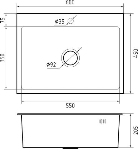 Кухонная мойка из нержавеющей стали GRANFEST METAL 6045 PVD графит