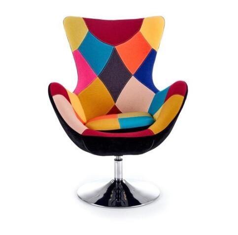 Кресло HALMAR BUTTERFLY PATCHWORK разноцветный/хром