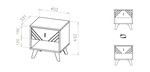 Тумба прикроватная NN Мебель (МС Байкал К) Дуб Золотой/Белый матовый