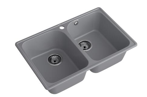 Кухонная мойка GRANFEST QUARZ Z-15 темно-серый + сифон