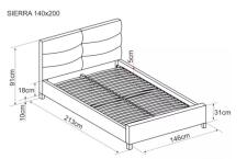 Кровать SIGNAL SIERRA Velvet Bluvel 28 бежевый/дуб, 140/200