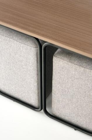 Комплект HALMAR PAMPA (стол журнальный + 2 пуфа) орех/черный, серый