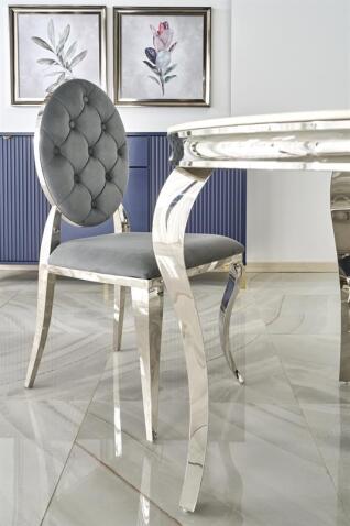 Стол обеденный HALMAR REGINALD белый мрамор/серебряный 120