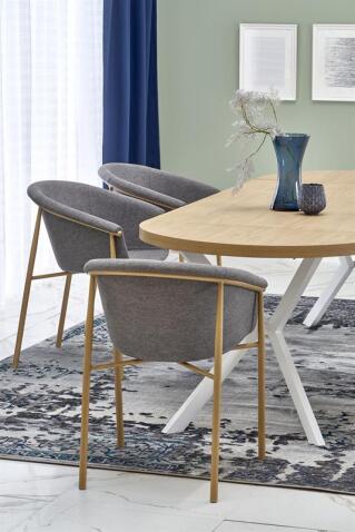 Стол обеденный HALMAR PERONI дуб золотой/белый 100-250/100