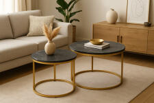 Комплект SIGNAL DION (2 стола журнальных) черный мрамор/золотой