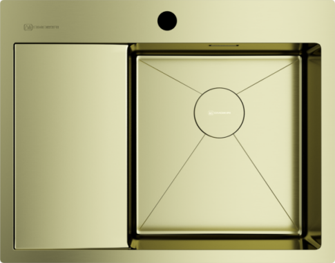 Кухонная мойка из нержавейки Omoikiri Akisame 65-LG-R светлое золото