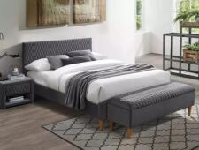 Кровать SIGNAL AZURRO Velvet Bluvel 14 серый/дуб 160/200