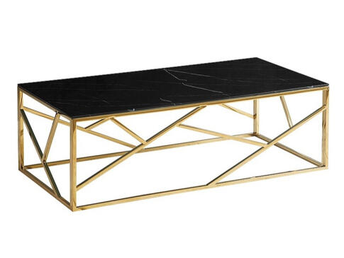 Стол журнальный SIGNAL ESCADA A II эффект черного мрамора/золотой, 120/60/40