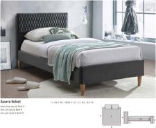 Кровать SIGNAL AZURRO Velvet Bluvel 14 серый/дуб 90/200