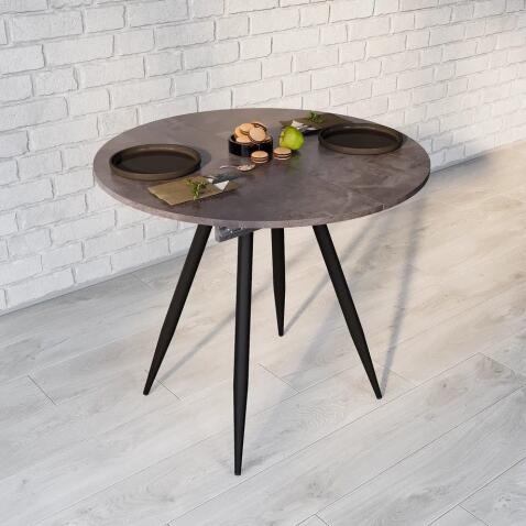 Стол ВВР Элип Камень темный/черный конус, ЛДСП