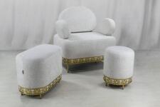 Банкетка Sheffilton SHT-B21-1 серое облако/хром лак