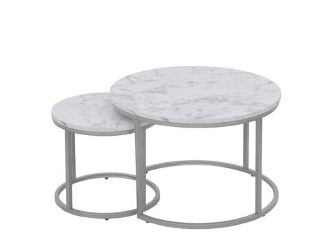 Комплект HALMAR PAOLA (2 стола журнальных) мрамор/серебристый