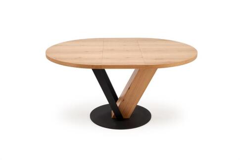 Стол обеденный HALMAR FANIS OKRAGLY натуральный/черный 120-160/120