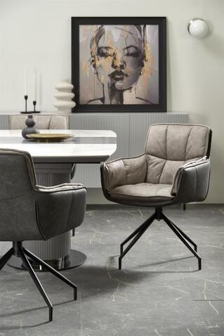 Стол обеденный HALMAR DANCAN белый мрамор/серый/черный 160-220/90