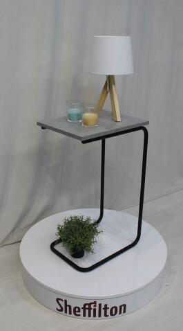 Стол журнальный Sheffilton SHT-CT9 артикул СЖ-87 бетон чикаго светлый/черный муар