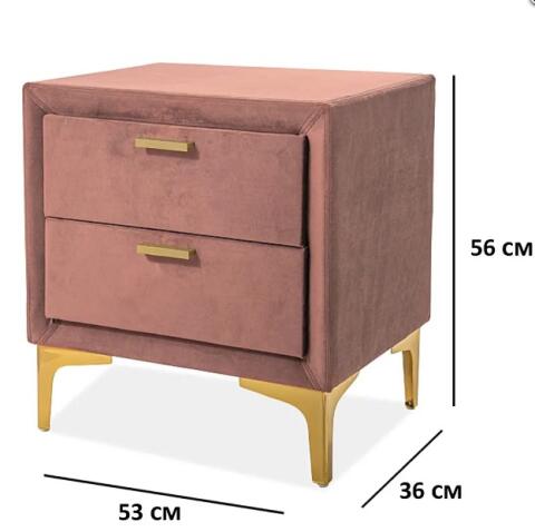 Тумба прикроватная SIGNAL MONAKO Velvet Bluvel 52 античный розовый/золотой