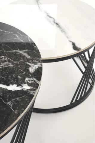 Комплект HALMAR FLAMINGO (2 стола журнальных) черный мрамор/белый мрамор/черный
