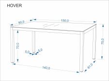 Стол обеденный HALMAR HOVER серый/антрацит 150/90