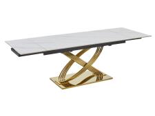 Стол обеденный SIGNAL HERMES II эффект белого мрамора/золотой 160-240/90