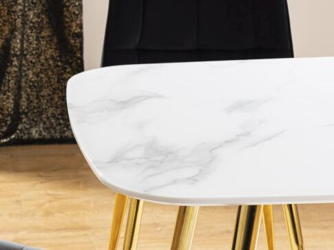 Стол обеденный SIGNAL CERES эффект белого мрамора/золотой 140/80