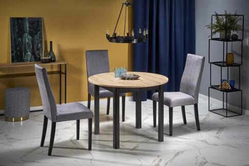 Стол обеденный HALMAR RINGO дуб артизан/черный 102-142/102