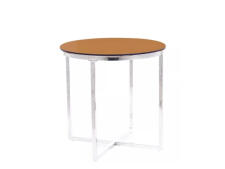 Стол журнальный SIGNAL CRYSTAL B дымчатый янтарь/серебряный, d55