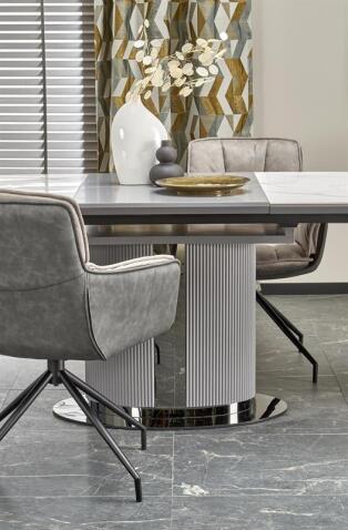 Стол обеденный HALMAR DANCAN белый мрамор/серый/черный 160-220/90