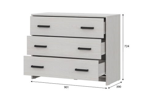 Комод NN Мебель МСП 1 Серия 2 Ясень Анкор светлый, 3 ящ.