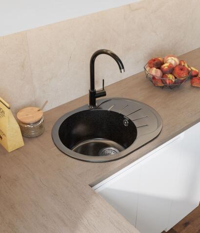 Кухонная мойка GRANFEST RONDO R-580L черный