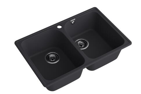 Кухонная мойка GRANFEST QUARZ Z-15 черный + сифон