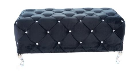 Пуф SIGNAL HESTIA Velvet Bluvel 19 черный/серебряный 100/46/50