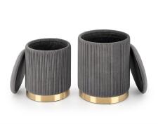 Комплект HALMAR MONTY (2 пуфа) серый/золотой