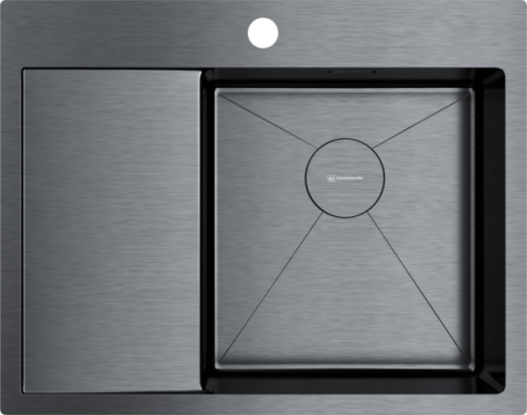 Кухонная мойка из нержавейки Omoikiri Akisame 65-GM-R вороненая сталь