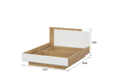 Кровать SV-МЕБЕЛЬ (МС Милан К) Серия 2 Дуб Золотой/Белый Матовый, двойная универс. 160/200