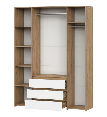 Шкаф NN Мебель (МС Некст К) Дуб Золотой/Белый, комбинированный четырехстворчатый