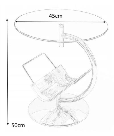 Стол журнальный HALMAR ALMA бесцветный/хром, 45/50